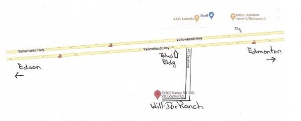 Will-Dor Ranch, easy to find and get 5% off your order for picking up at the farm!